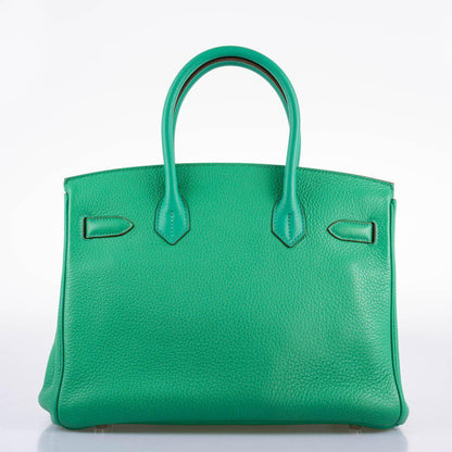 Hermes Birkin 30 Menthe Clemence with Palladium Hardware - 2012, P Square