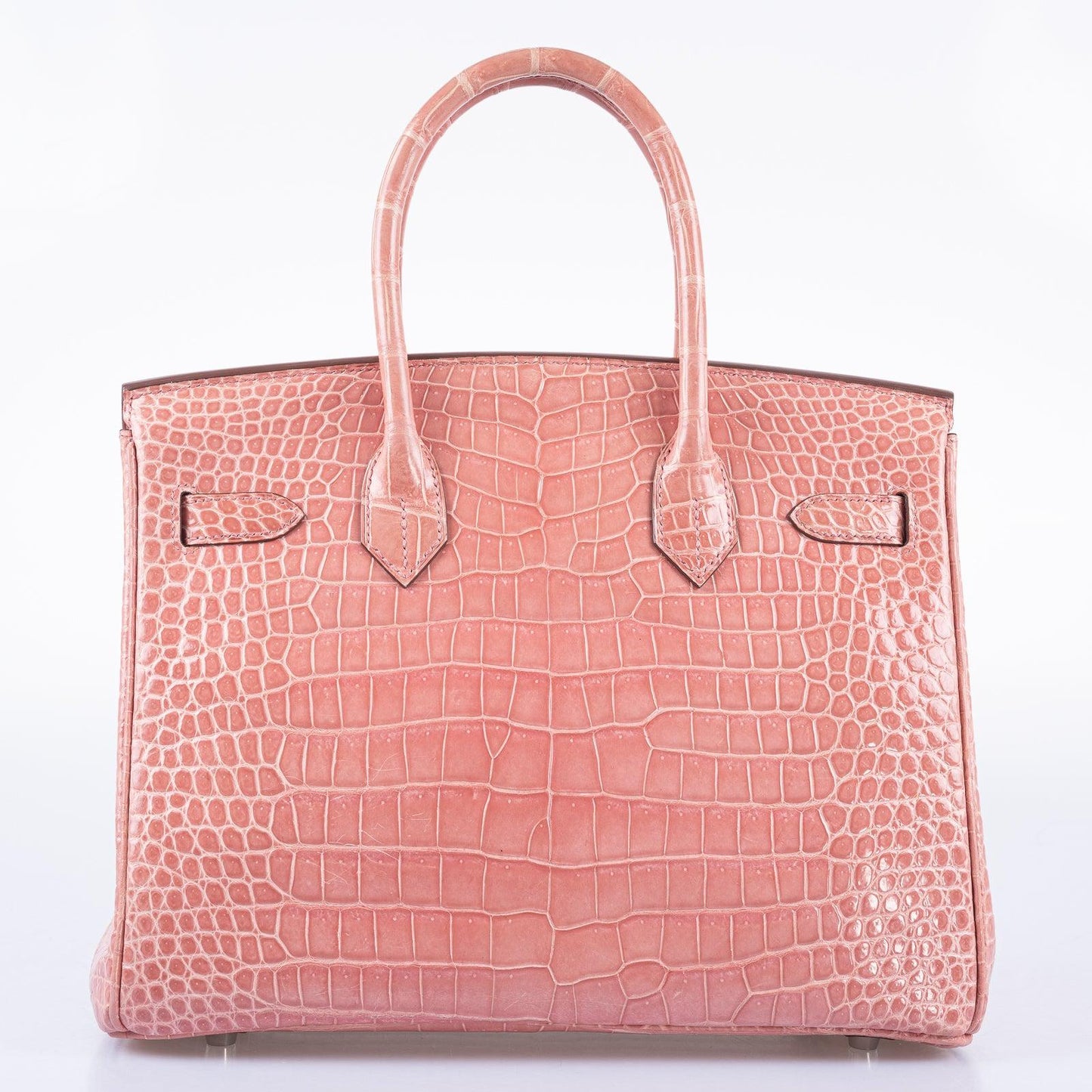 Hermes Birkin 30 Rose Indiennes Shiny Porosus Crocodile Palladium Hardware