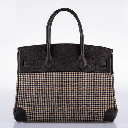 Hermes Birkin 30 Togo And Plaid Wool Lainage Palladium Hardware - 2006, J Square