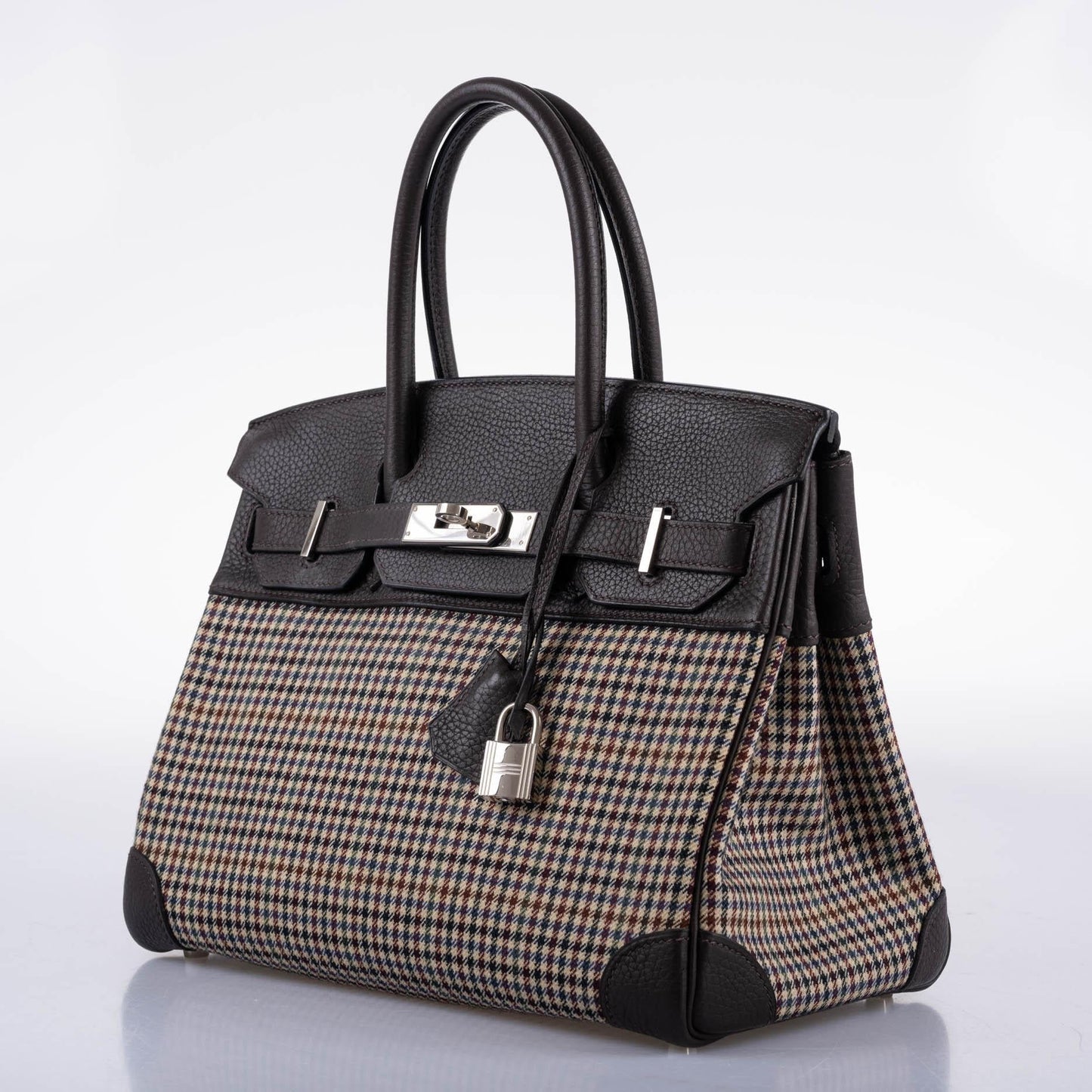 Hermes Birkin 30 Togo And Plaid Wool Lainage Palladium Hardware - 2006, J Square