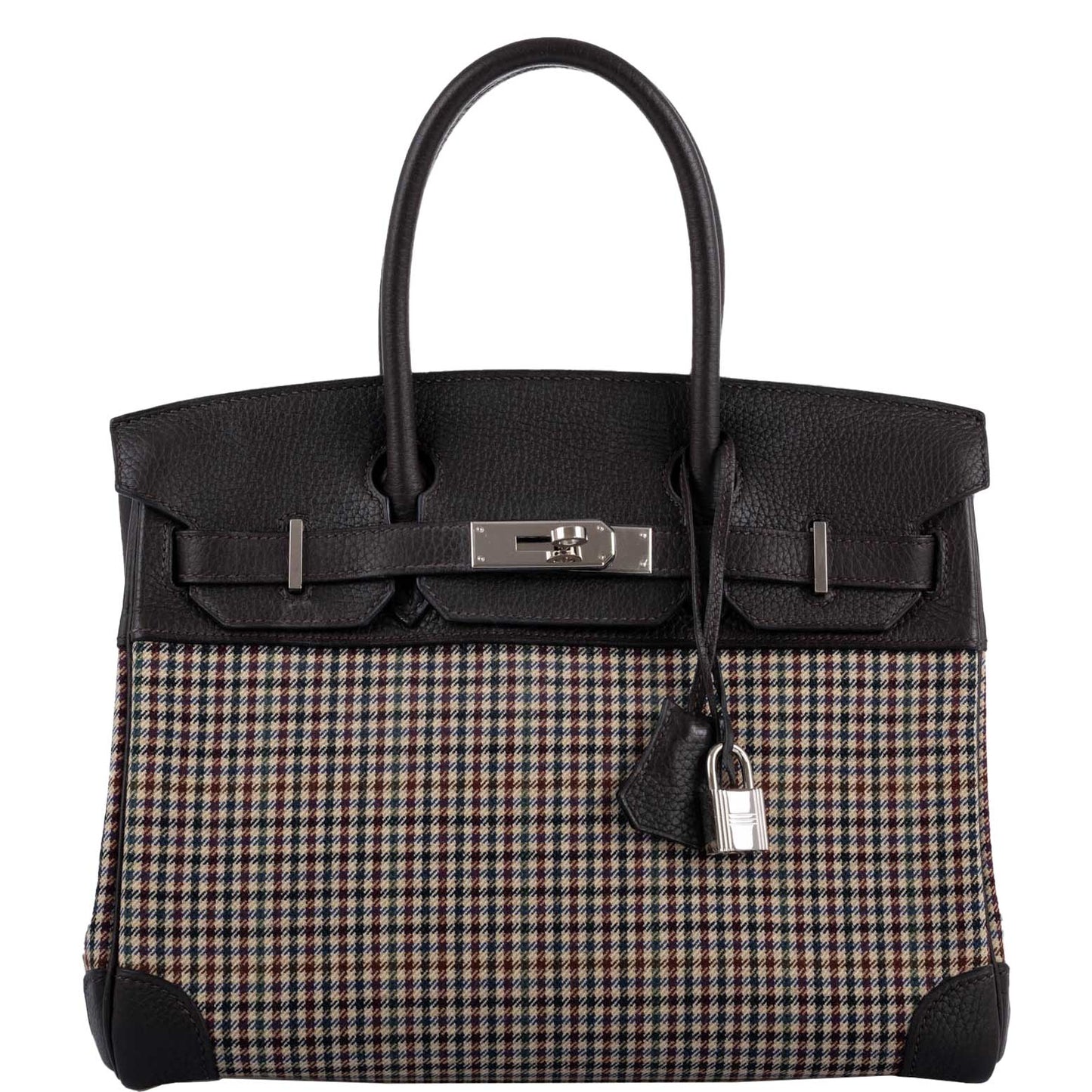 Hermes Birkin 30 Togo And Plaid Wool Lainage Palladium Hardware - 2006, J Square