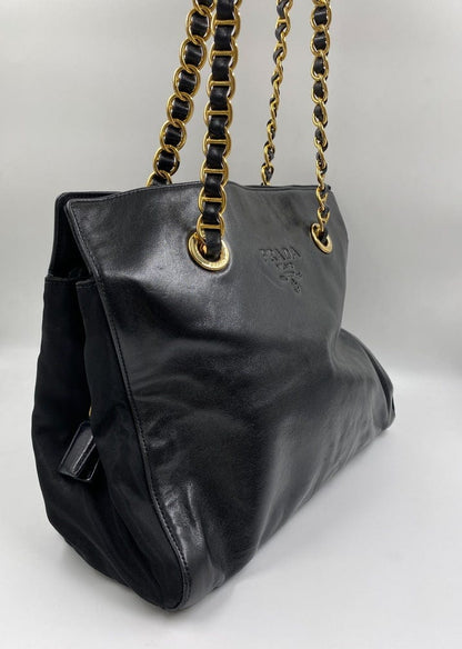 Prada Leather Tote with Chain Handle