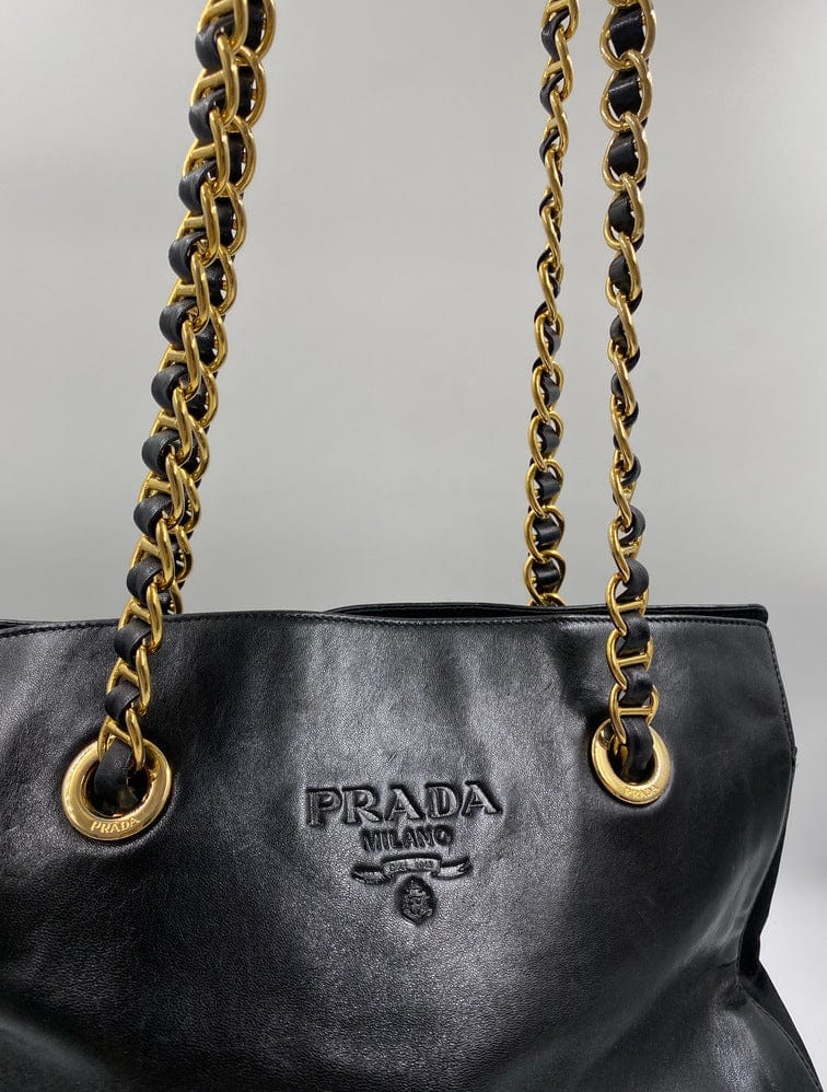 Prada Leather Tote with Chain Handle