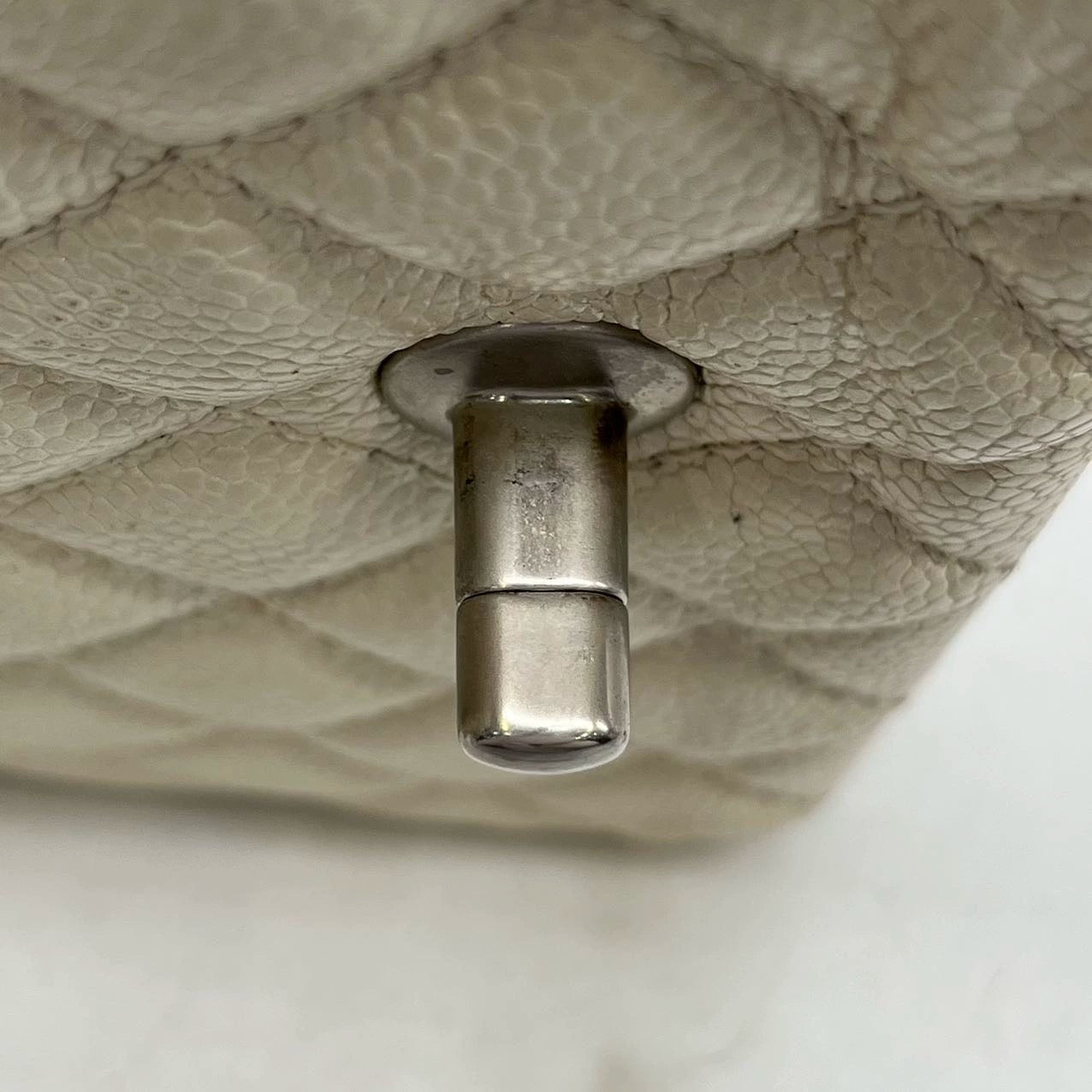 [Reserved] Chanel Classic Flap Rectangular Mini Pearlescent Off White Caviar Leather Crossbody Bag