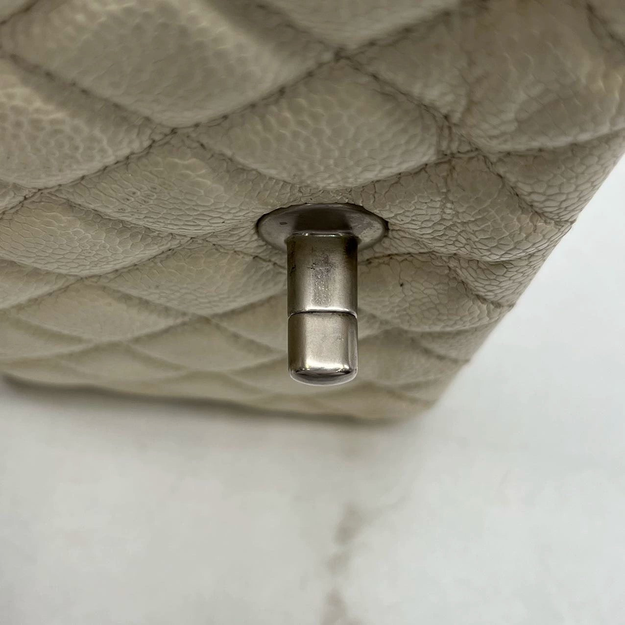 [Reserved] Chanel Classic Flap Rectangular Mini Pearlescent Off White Caviar Leather Crossbody Bag