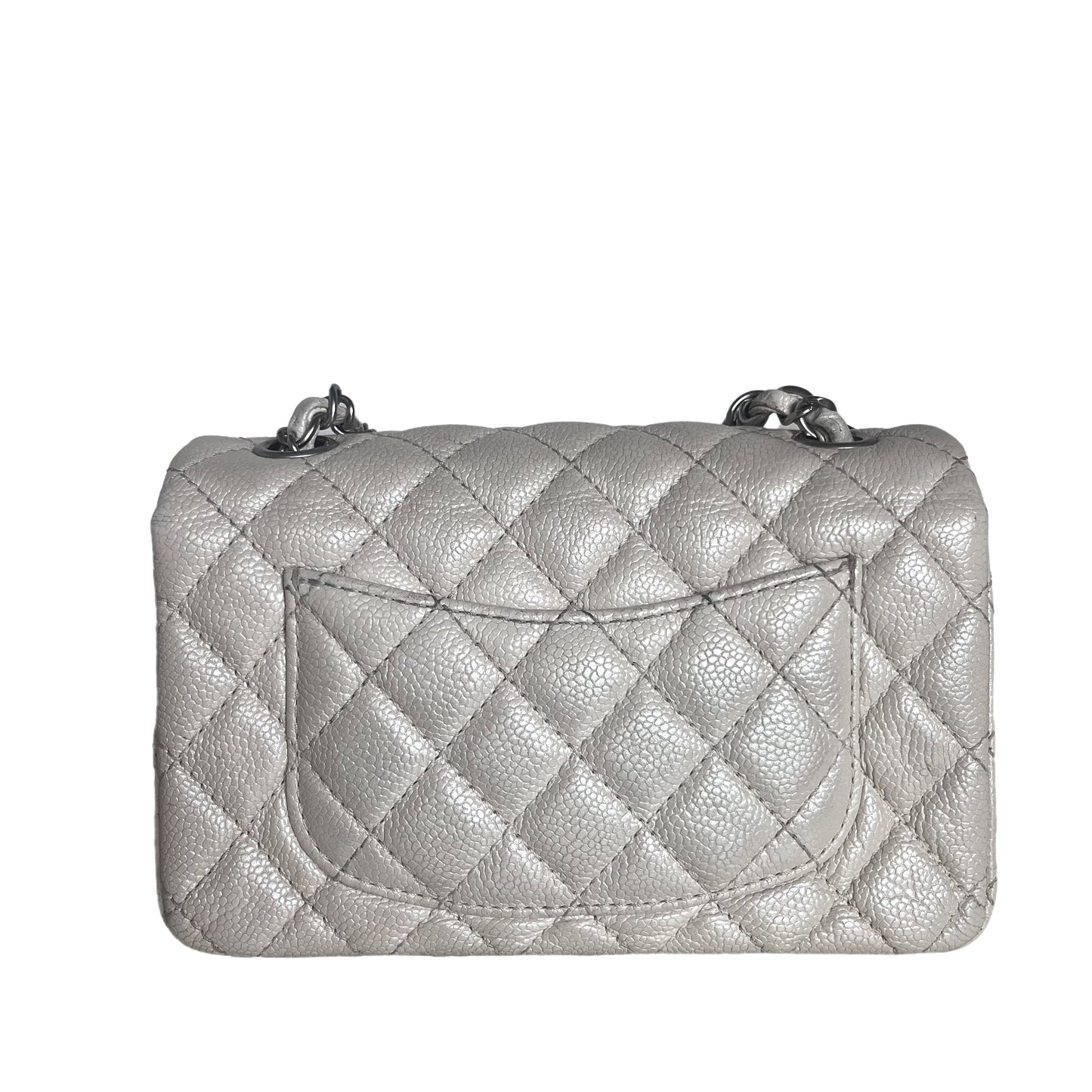 [Reserved] Chanel Classic Flap Rectangular Mini Pearlescent Off White Caviar Leather Crossbody Bag