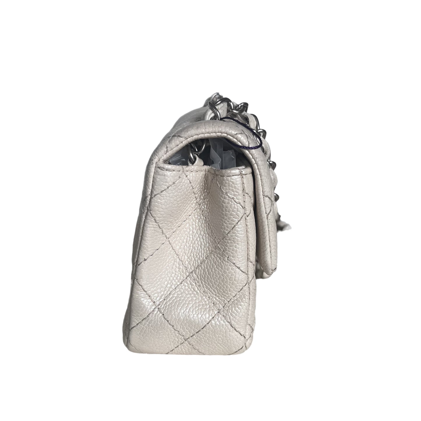 [Reserved] Chanel Classic Flap Rectangular Mini Pearlescent Off White Caviar Leather Crossbody Bag