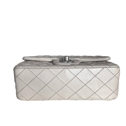 [Reserved] Chanel Classic Flap Rectangular Mini Pearlescent Off White Caviar Leather Crossbody Bag