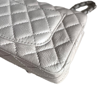 [Reserved] Chanel Classic Flap Rectangular Mini Pearlescent Off White Caviar Leather Crossbody Bag