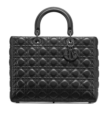 CHRISTIAN DIOR LARGE ULTRA MATTE BLACK LADY DIOR BAG