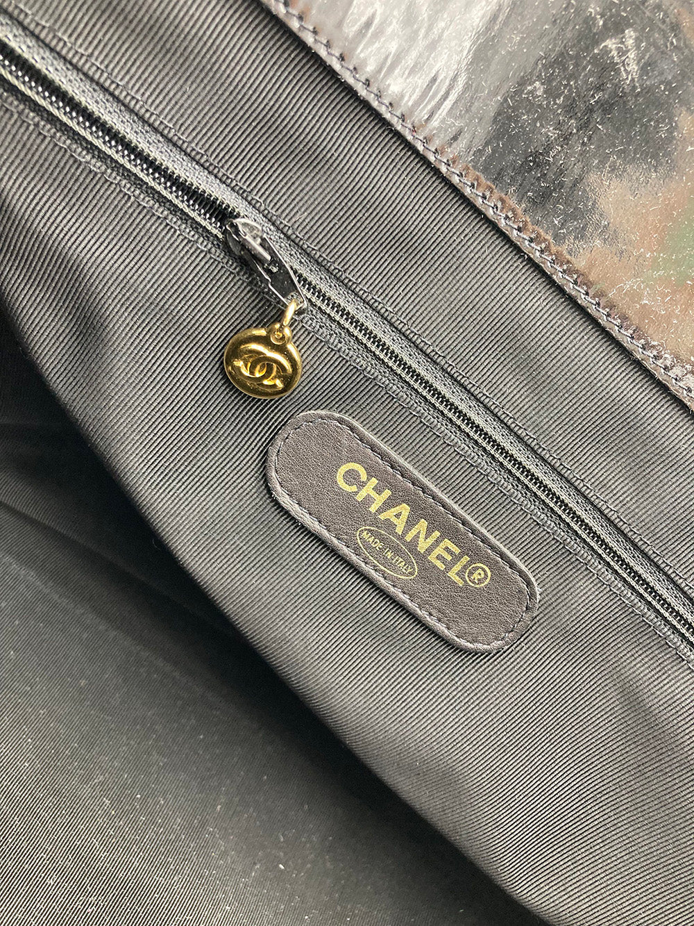 Vintage Chanel Black Patent XL Weekender Super Model Tote