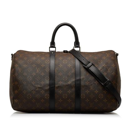 LOUIS VUITTON Monogram Macassar Keepall Bandouliere 45 Travel Bag