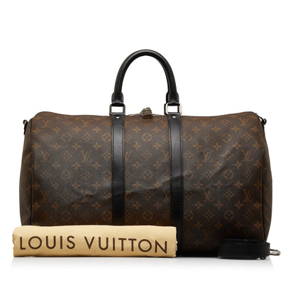 LOUIS VUITTON Monogram Macassar Keepall Bandouliere 45 Travel Bag