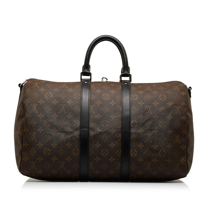 LOUIS VUITTON Monogram Macassar Keepall Bandouliere 45 Travel Bag