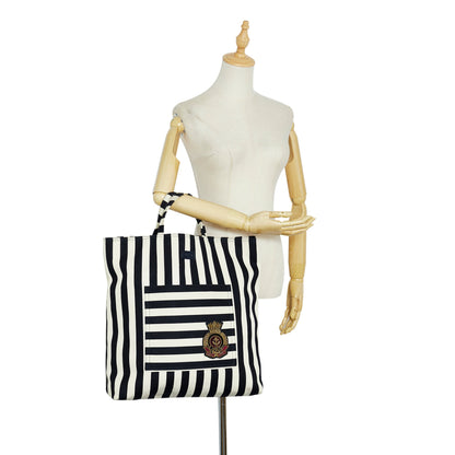 White Gucci Striped Canvas Tote Bag