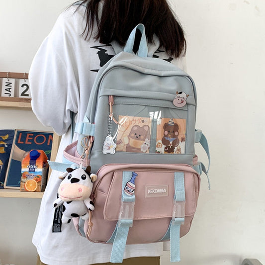 Women Backpack Kawaii Canvas Leisure Travel Bag Rucksack Bookbag for Teenager Girl Schoolbag Laptop