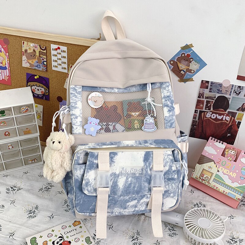 Women Backpack Kawaii Girls Schoolbag for Teenager Bookbag Cute Canvas Shoulder Bag Female Travel