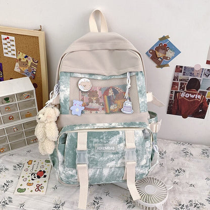 Women Backpack Kawaii Girls Schoolbag for Teenager Bookbag Cute Canvas Shoulder Bag Female Travel