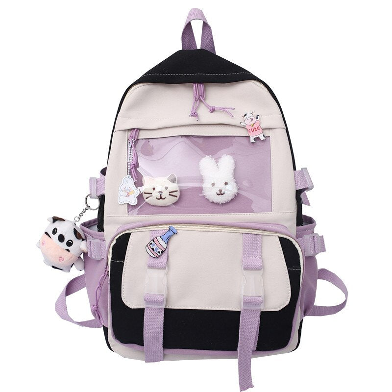 Women Backpack Kawaii Leisure Canvas Bookbag Femal Laptop Mochila Teenager Girl Schoolbag