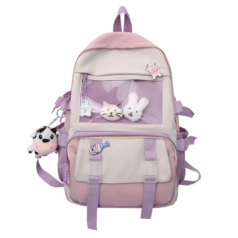 Women Backpack Kawaii Leisure Canvas Bookbag Femal Laptop Mochila Teenager Girl Schoolbag