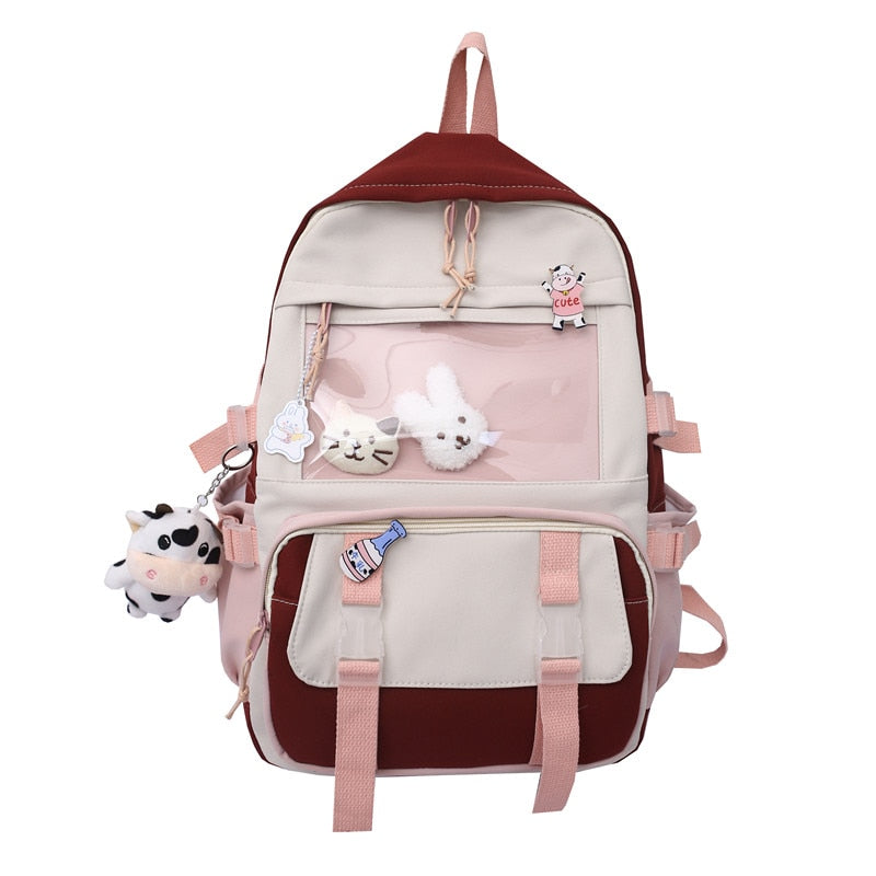 Women Backpack Kawaii Leisure Canvas Bookbag Femal Laptop Mochila Teenager Girl Schoolbag