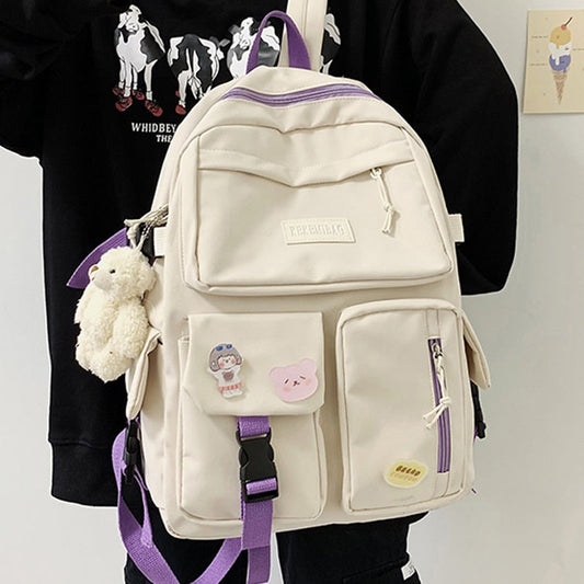 Women Waterproof Backpack Kawaii Student BookBag College School Bag Girl Nylon Men Black  Bagpack