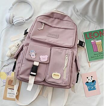 Women Waterproof Backpack Kawaii Student BookBag College School Bag Girl Nylon Men Black  Bagpack