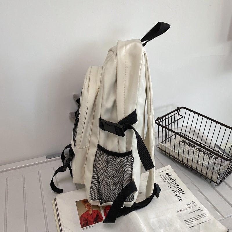 Gothslove Black School Backpacks Collegiate Schoolbag Big Capacity Nylon Laptop Backpack Bookbags for Teenager Student