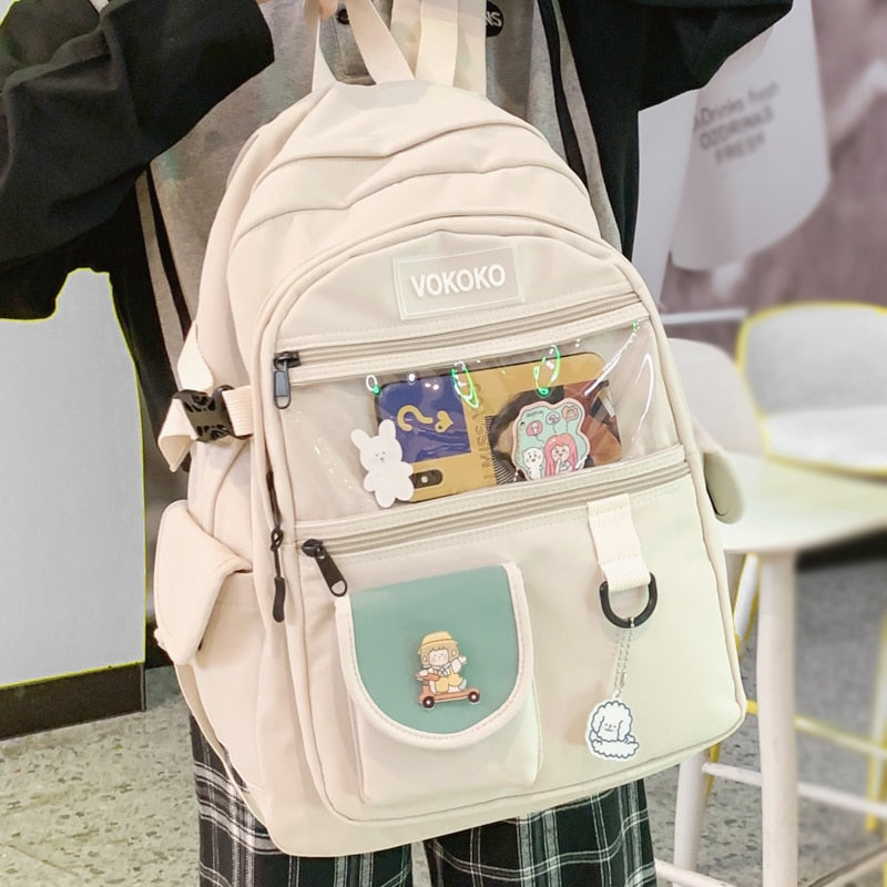 Women Backpack Ladies Kawaii For Teenager Cute Cotton Student Schoolbag High Capacity Laptop Bag Girl Bookbag