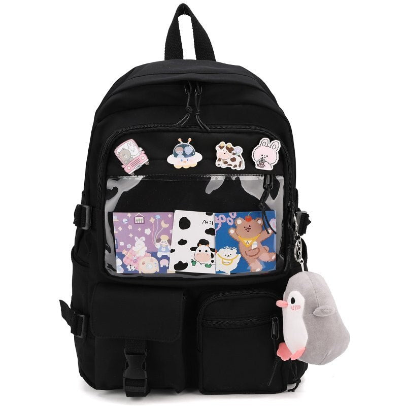 Women  Backpack Kawaii Multiple Pockets Girl School Bag Femal Travel Leisure Bagpack