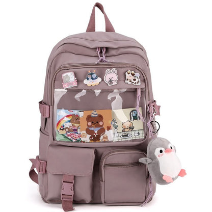 Women  Backpack Kawaii Multiple Pockets Girl School Bag Femal Travel Leisure Bagpack