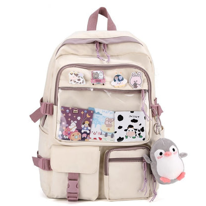 Women  Backpack Kawaii Multiple Pockets Girl School Bag Femal Travel Leisure Bagpack