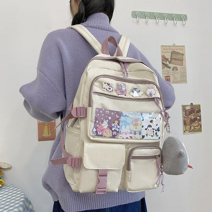 Women  Backpack Kawaii Multiple Pockets Girl School Bag Femal Travel Leisure Bagpack