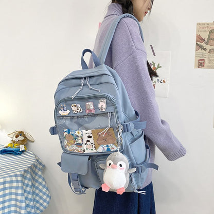 Women  Backpack Kawaii Multiple Pockets Girl School Bag Femal Travel Leisure Bagpack