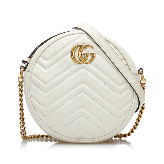 SALE Gucci GG Marmont Round White Matelassé