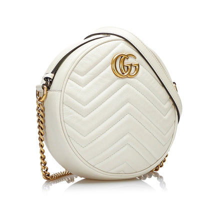 SALE Gucci GG Marmont Round White Matelassé