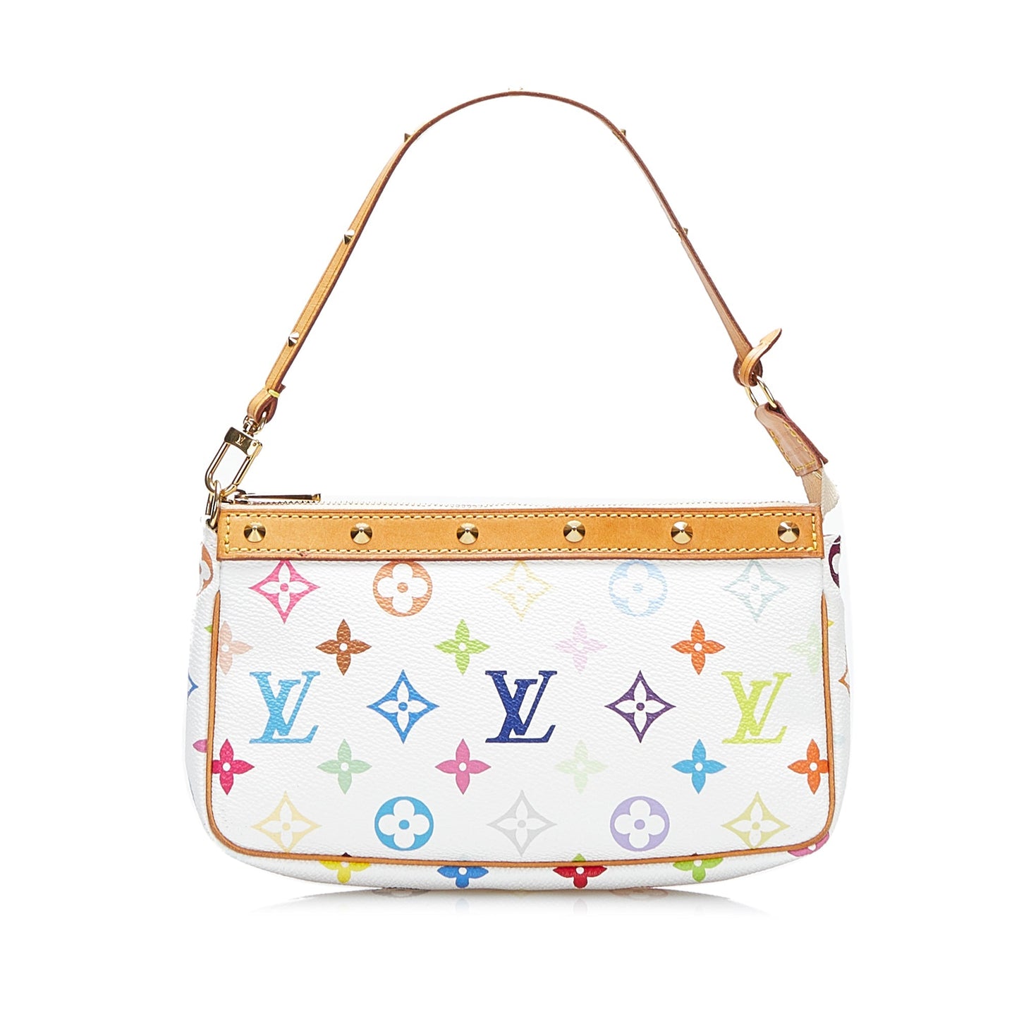 SALE Louis Vuitton Pochette Accessoires White Multicolor Monogram Canvas