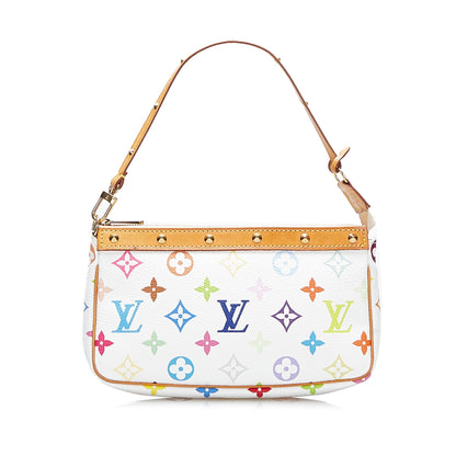 SALE Louis Vuitton Pochette Accessoires White Multicolor Monogram Canvas