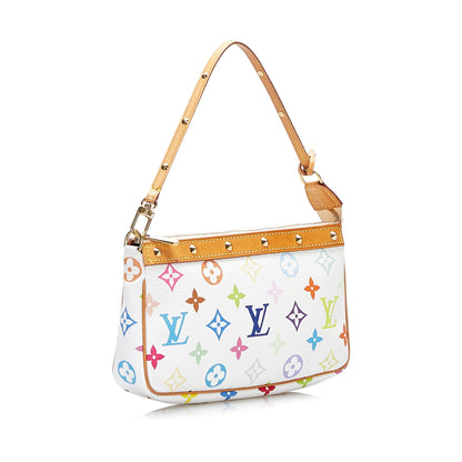 SALE Louis Vuitton Pochette Accessoires White Multicolor Monogram Canvas