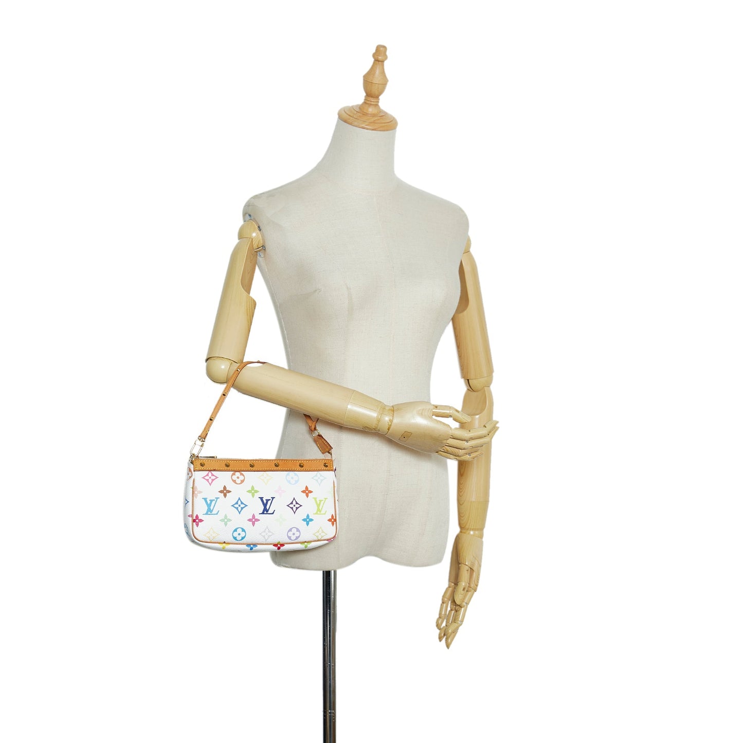 SALE Louis Vuitton Pochette Accessoires White Multicolor Monogram Canvas