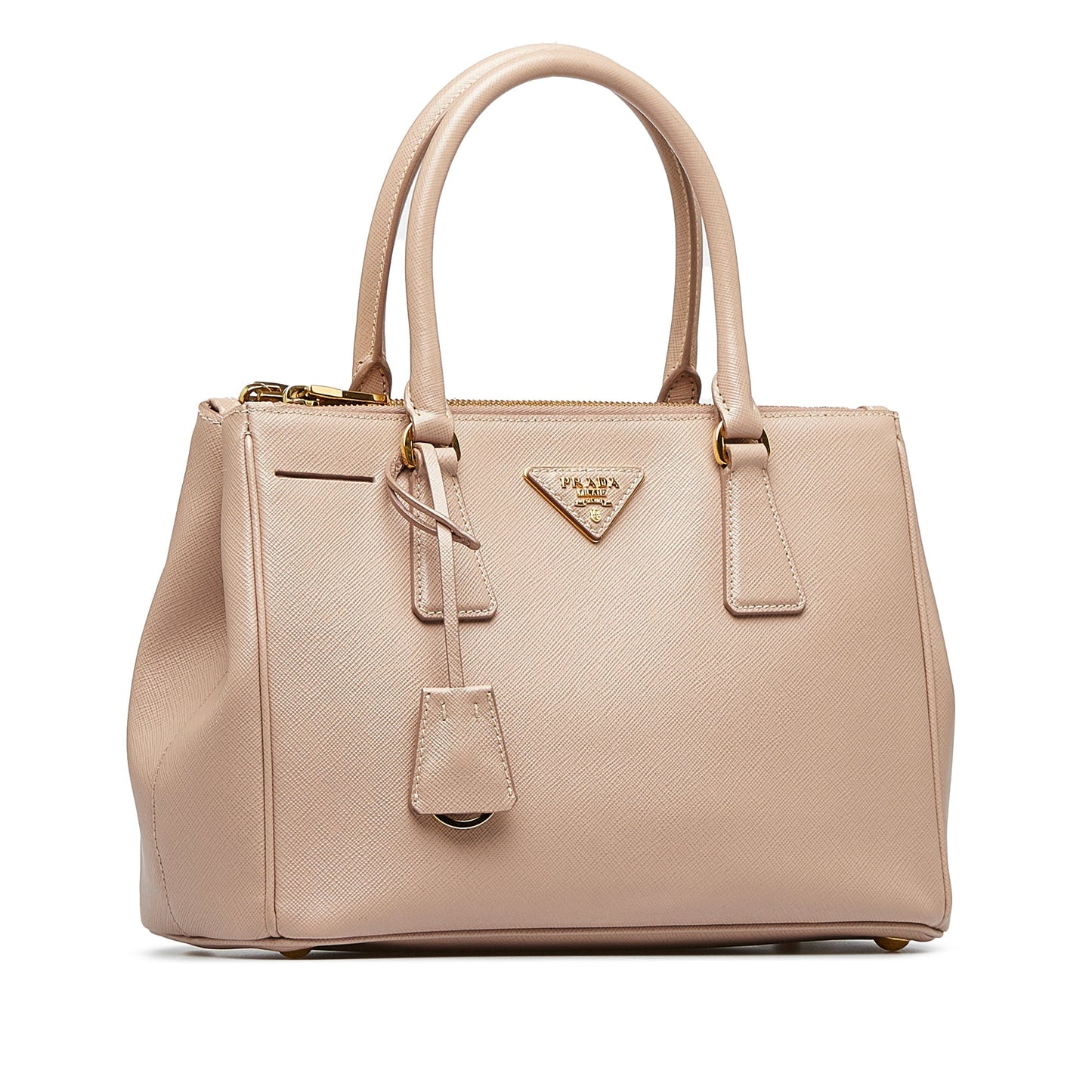 Prada Double Zip Galleria Beige Saffiano Lux