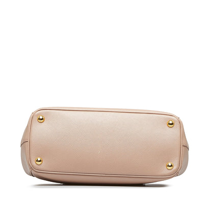 Prada Double Zip Galleria Beige Saffiano Lux