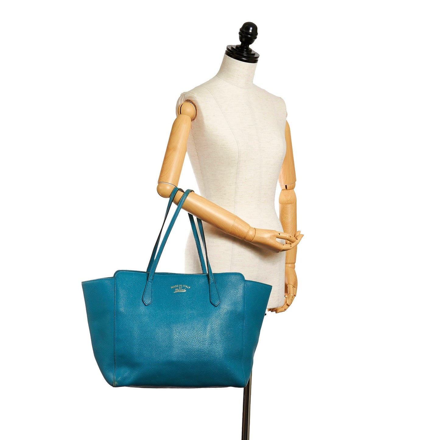 Blue Gucci Swing Leather Tote Bag