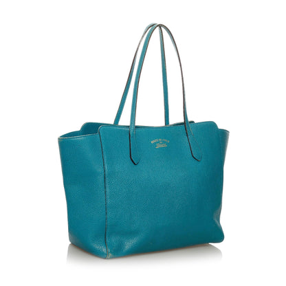 Blue Gucci Swing Leather Tote Bag