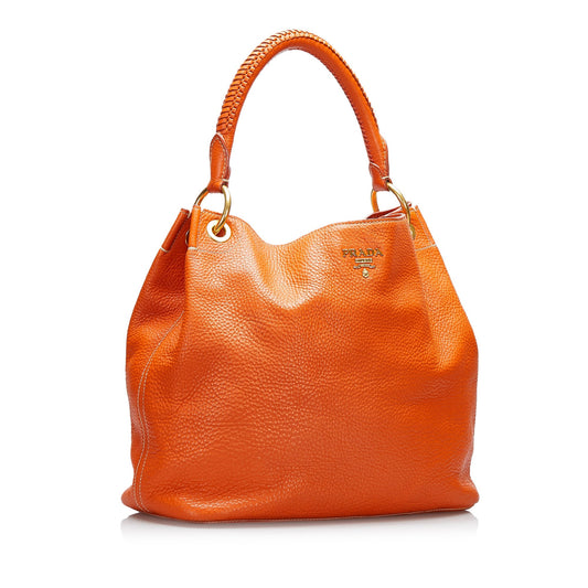 Prada Hobo Bag Orange Vitello Daino