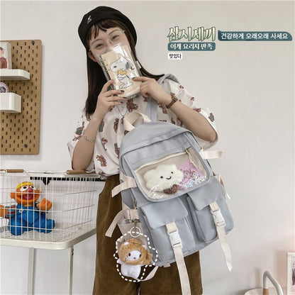 Student Laptop Backpack Cute  Book Schoolbag Women Kawaii Backpacks Harajuku Girl Mesh College Bag