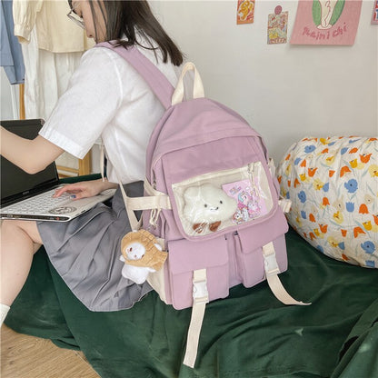 Student Laptop Backpack Cute  Book Schoolbag Women Kawaii Backpacks Harajuku Girl Mesh College Bag