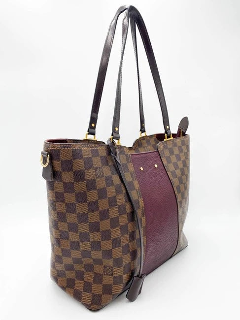 LOUIS VUITTON TAURILLON DAMIER EBENE TOTE JERSEY BORDEAUX