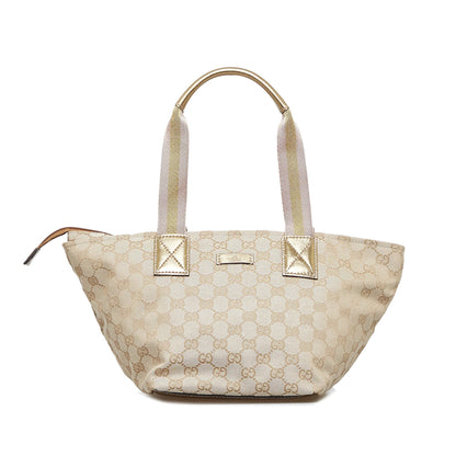 Brown Gucci GG Canvas Web Tote Bag