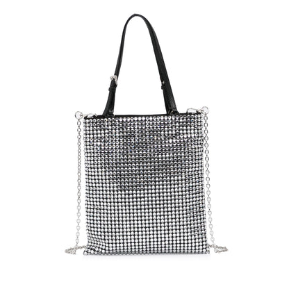 Prada Crystal Handbag Silver Satin